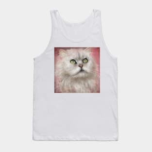 Painting of a Fluffy White Persian Cat Tank Top